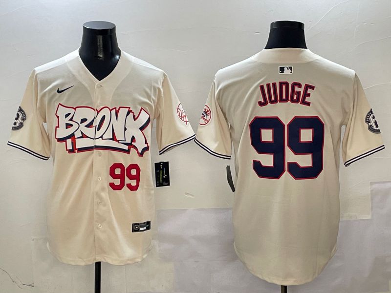 Men New York Yankees #99 Judge Cream four generations Joint Name 2025 Nike MLB Jersey style 4115